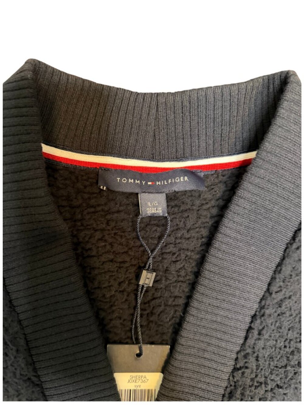 Tommy Hilfiger Navy Blue Sherpa Teddy Fleece Cardigan Size L - Picture 7 of 8